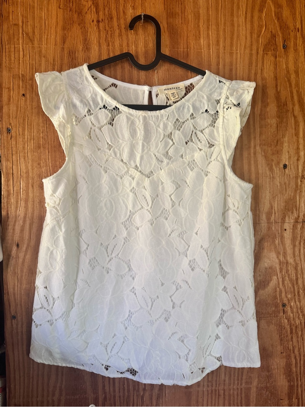 🤍Monteau White Lace Cap-Sleeve Camisole